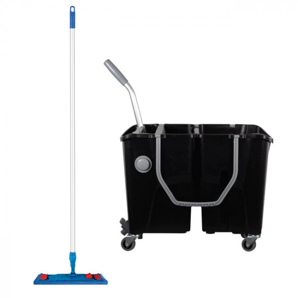 Pack Lavage Pro "Tout-en-un" : Chariot Double Seau 2x15L + Balai Speedy Complet