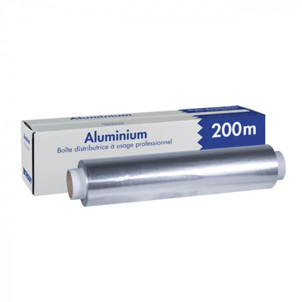 ROULEAU PAPIER ALUMINIUM PROFESSIONNEL AVEC BOÎTE DISTRIBUTRICE – 29 CM X 200 M