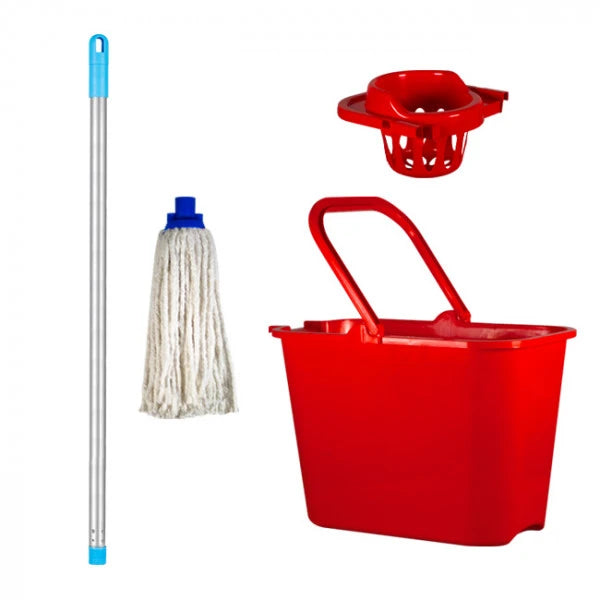 Kit de Lavage Complet - Seau Essoreur + Manche + Frange