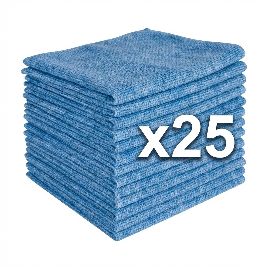 PACK ÉCO PRO - 25 Lavettes Microfibres Ajourées (Haute Absorption) - Bleu